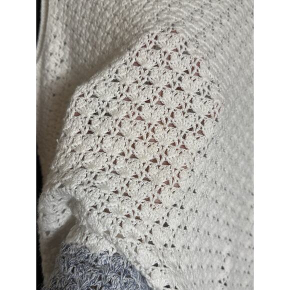 Norton McNaughton Crochet Tank Top Blue/White Coverup Fishermman Open Knit boho - Picture 3 of 8